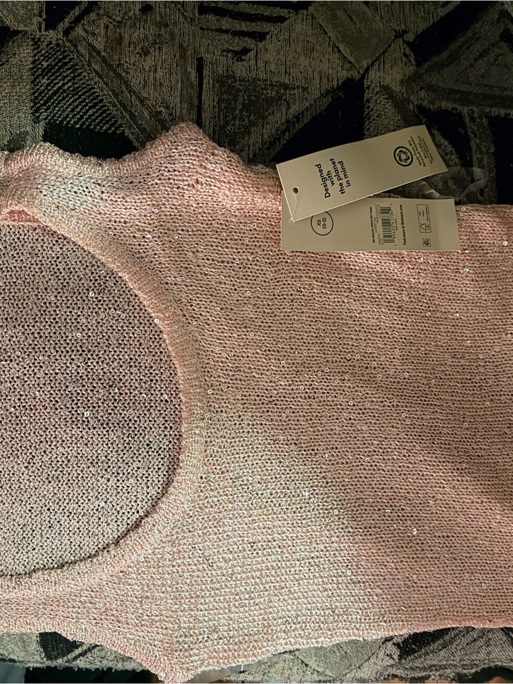 No Boundaries Pink Sequin Embellished Knit Tank Sweater